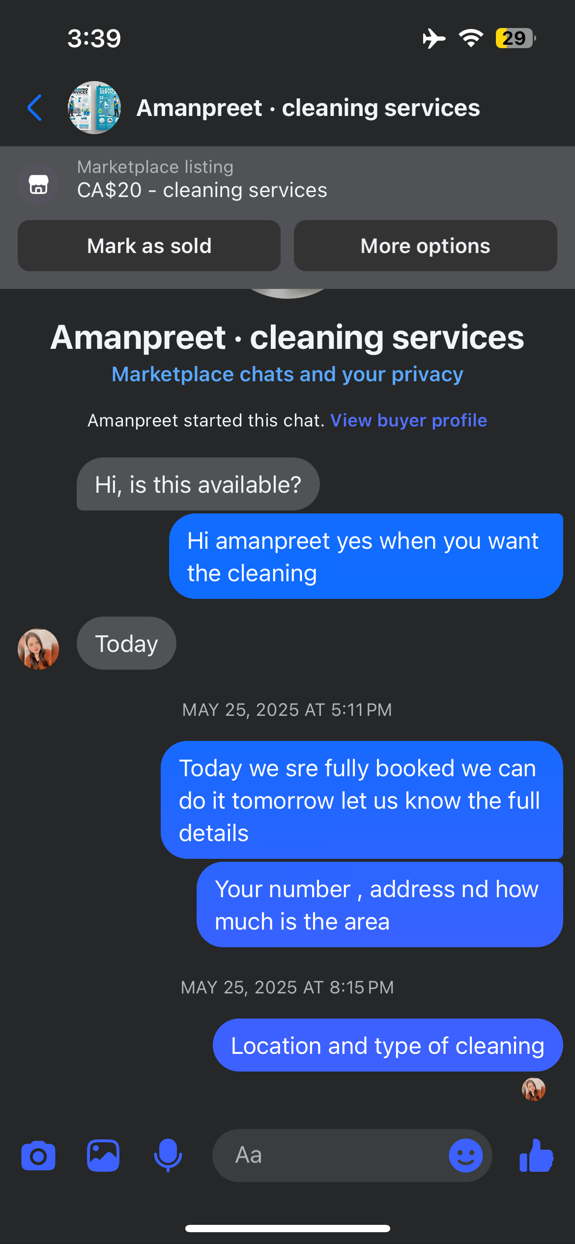 Cleaning client inbound inquiry proof 3.
